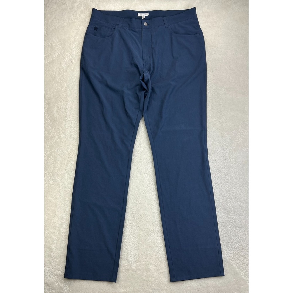 Peter Millar Performance Five-Pocket Trousers Pants Mens 38x34 Navy Flat Front